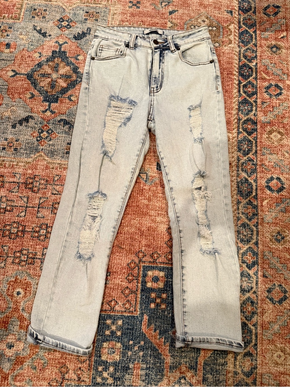 American Bazi Light Blue Distressed Boyfriend Jeans